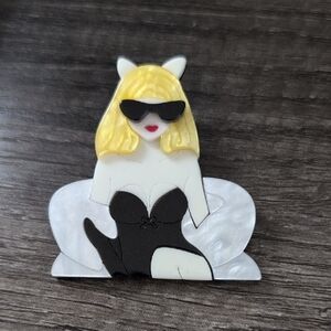 Sexy Stylized Blonde Femme Pin with Cat Ears
